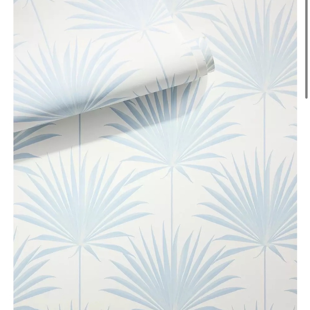 Serena & Lilly Island Palm Wallpaper Leftovers- Sky Blue
